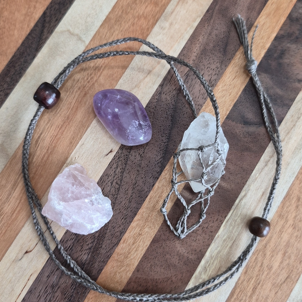Interchangeable Crystal Necklace Set Amethyst Ros… - image 2